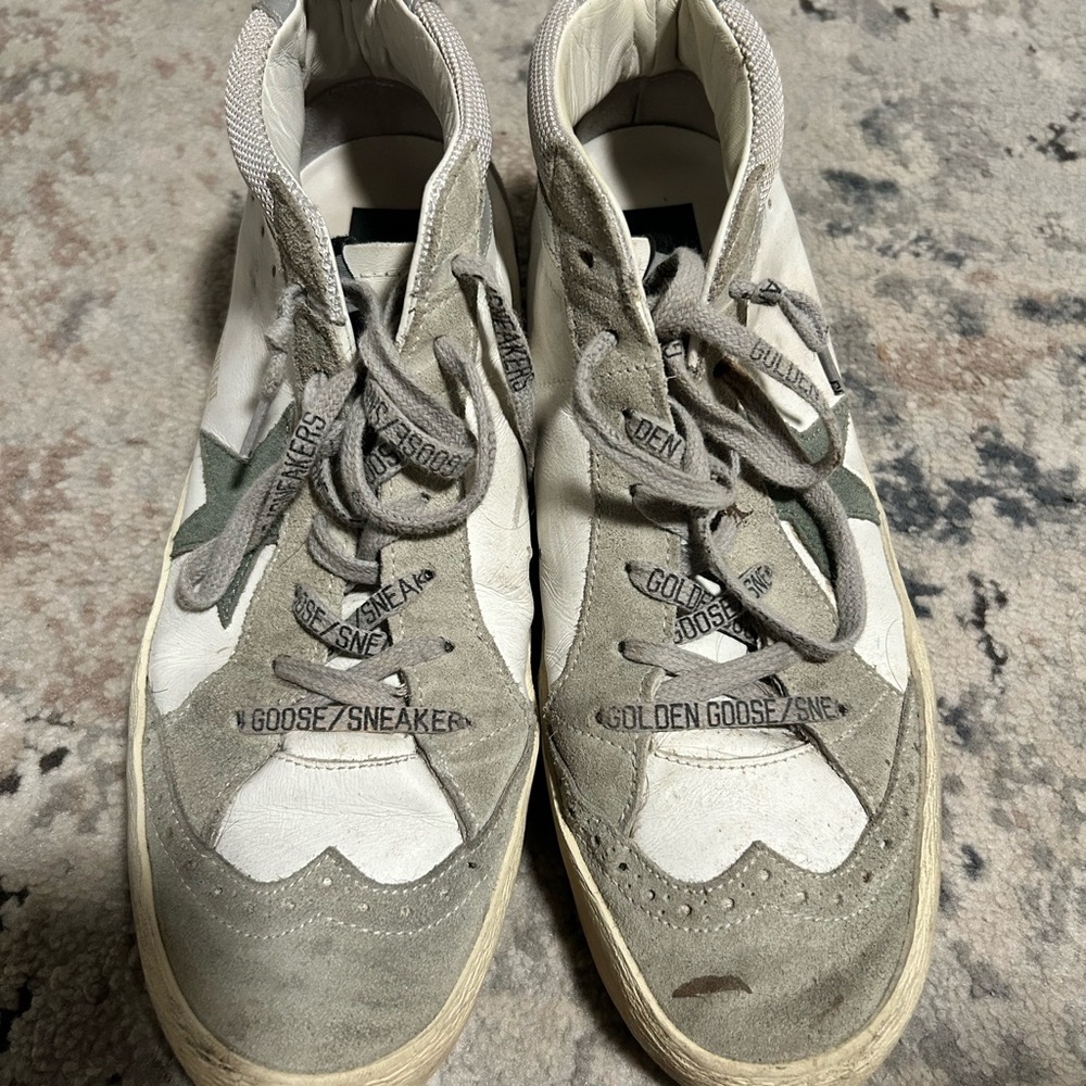 Golden Goose White and Gray Sneakers